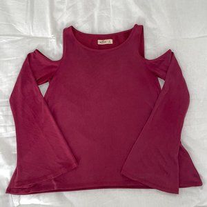 Hollister Maroon Cold Shoulder Top